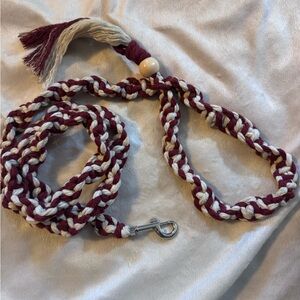 Braided Dog Leash - Burgundy and Cream